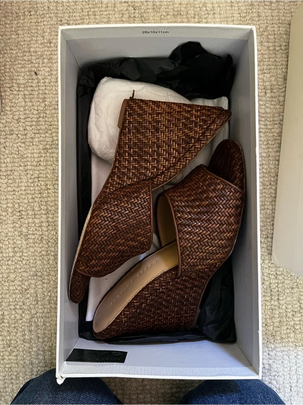 Veronica Beard Dali Woven Leather Wedge Slide Sandals - Brown